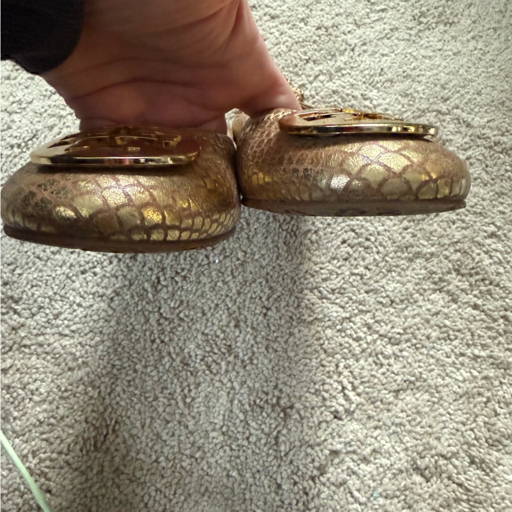 Tory Burch Metallic Gold Loafers - Picture 6 of 8
